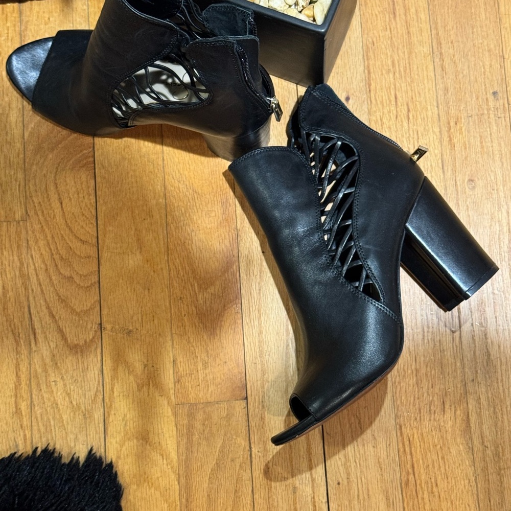 Jessica Simpson Black Lace-Up Heeled Boots - Picture 3 of 5
